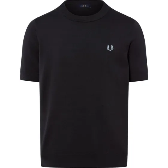 Fred Perry Męska Koszulka z Dzianiny Bawełnianej - Czarna, M