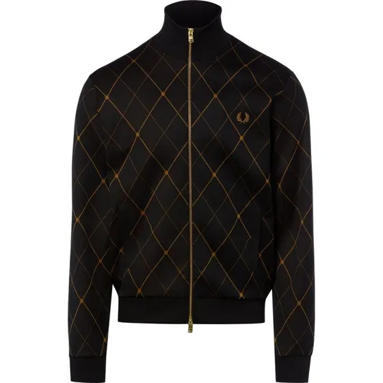 Fred Perry Bluza z Argyle i Dwukierunkowym Zamkiem, Czarna