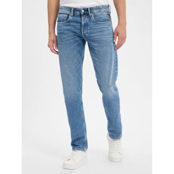 Replay Jeansy Grover Straight Fit niebieskie