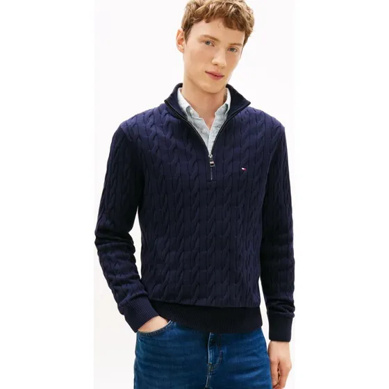 Tommy Hilfiger Sweter Troyer Męski Niebieski Bawełniany XL