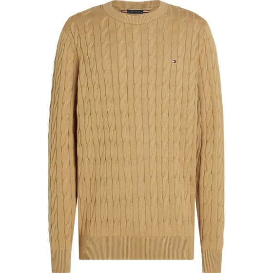 Tommy Hilfiger Sweter męski brązowy z warkoczem, XXL