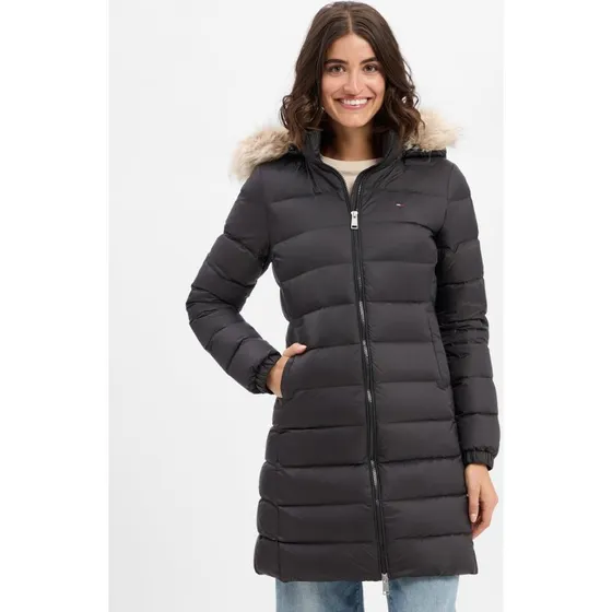 Tommy Jeans Płaszcz Puchowy z Odpinanym Futrem - Czarny