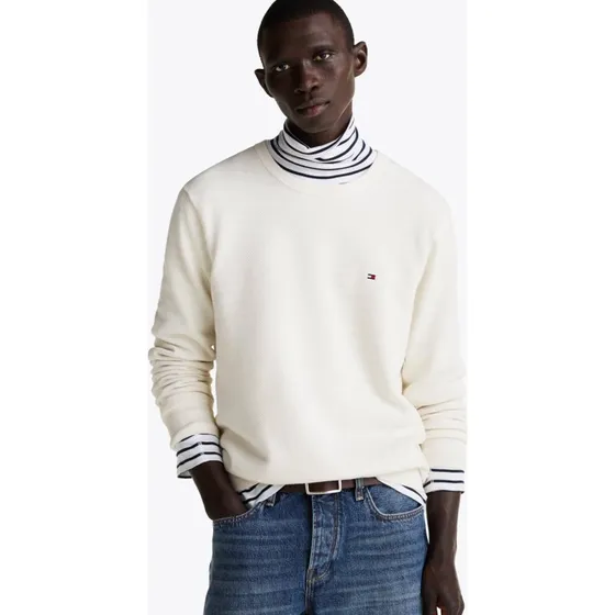 Tommy Hilfiger Sweter Męski z Bawełny Biały, S