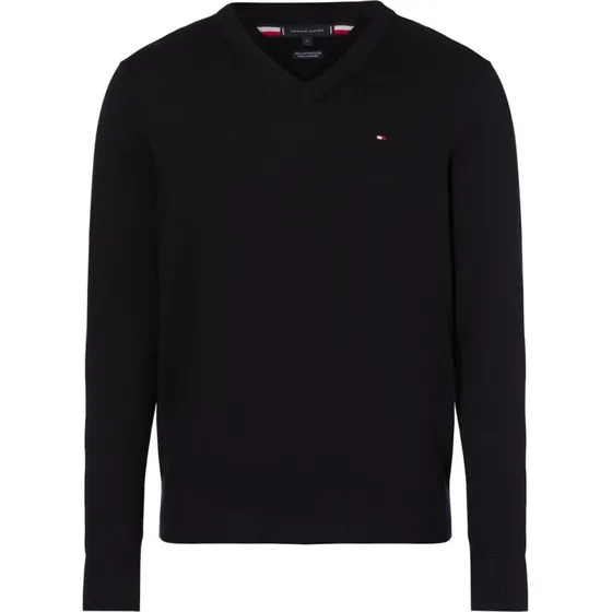 Tommy Hilfiger Sweter Męski z Kaszmirem i Bawełną Pima - Czarny