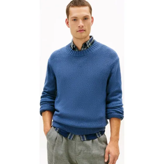 Tommy Hilfiger Sweter Męski z Bawełny - Niebieski, S