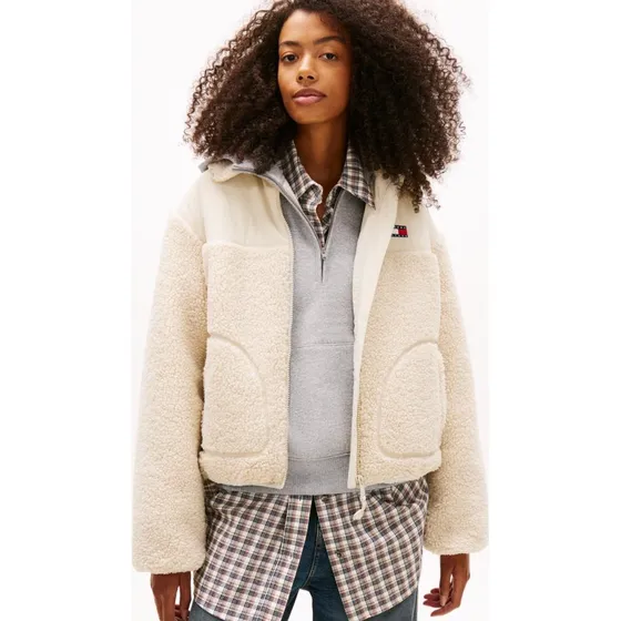 Tommy Jeans Kurtka z Futrem Teddy Biała