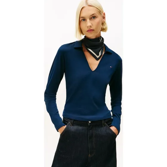 Tommy Hilfiger Koszulka z Długim Rękawem Damska Niebieska, S