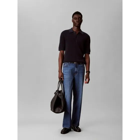 Calvin Klein Jeans Koszulka Polo z Dzianiny Niebieska