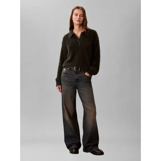 Calvin Klein Jeans Sweter z dzianiny z kołnierzykiem polo