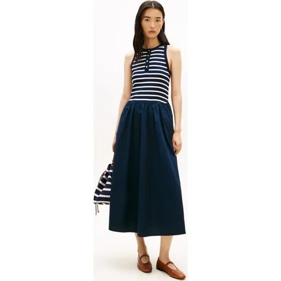 Tommy Hilfiger Sukienka Maxi Bawełniana Niebieska