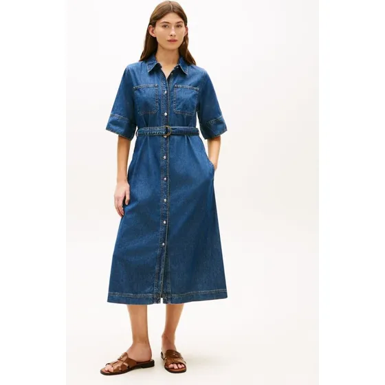 Tommy Hilfiger Sukienka Jeansowa Niebieska, Rozkloszowana