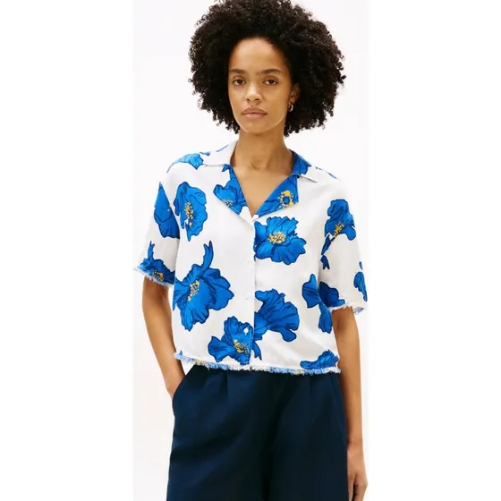 Tommy Hilfiger Bluzka Lniana Niebieska XL