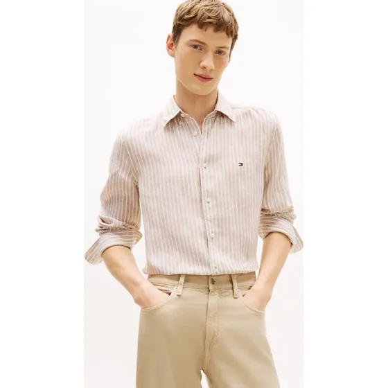 Tommy Hilfiger Koszula Lniana Regular Fit Beige