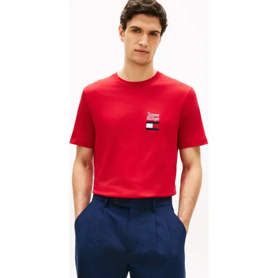 Tommy Hilfiger Koszulka Męska Czerwona, Bawełna, Rozmiar M