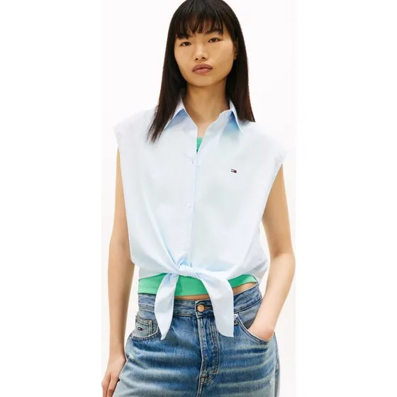Tommy Jeans Bluzka Damska Bawełniana Niebieska, M