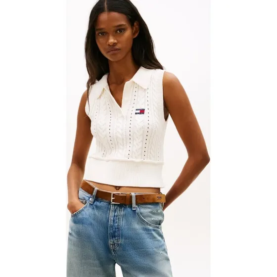 Tommy Jeans Dzianinowy Top Beige