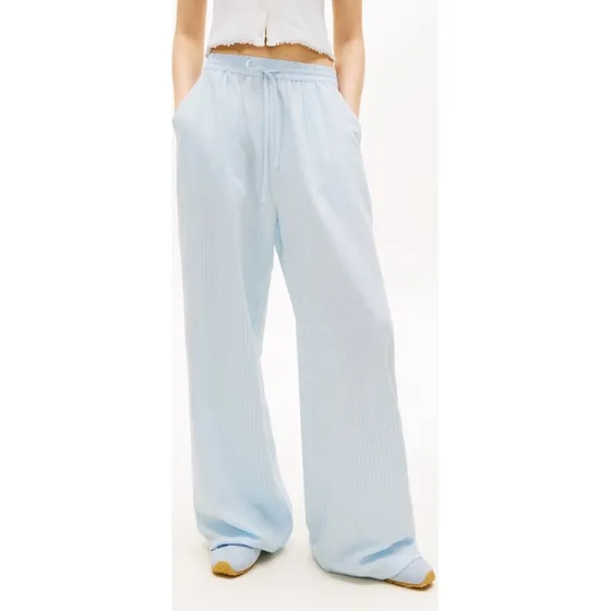 Tommy Jeans Spodnie Len Niebieskie S
