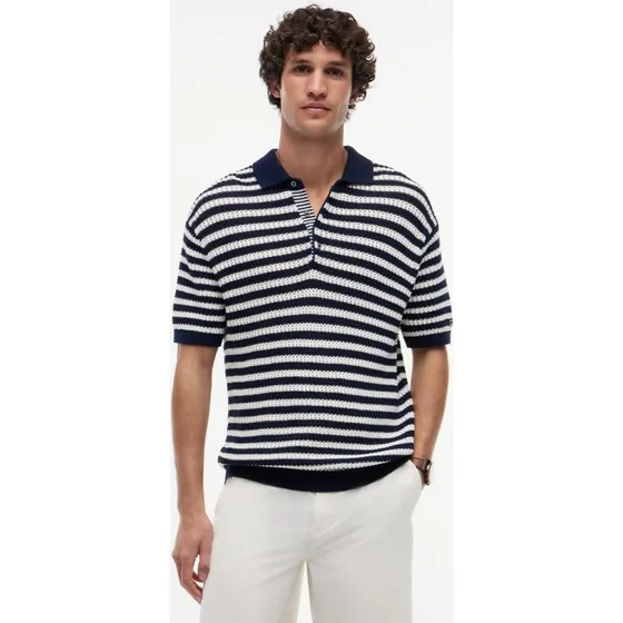 Tommy Hilfiger Sweter Polo Męski Niebieski w Paski