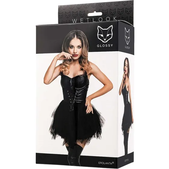 Glossy Elisia Sukienka Wetlook Black L