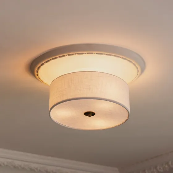 Globen Lighting Noah 35 – biała lampa sufitowa z lnu