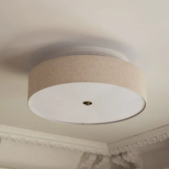 Globen Lighting Noah 65 – lampa sufitowa beżowa, len i mosiądz