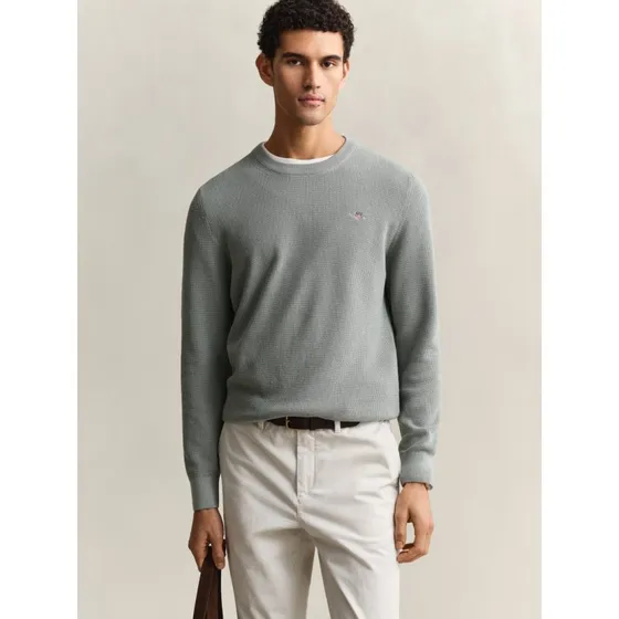 Gant Sweter z Bawełny Męski Zielony XL