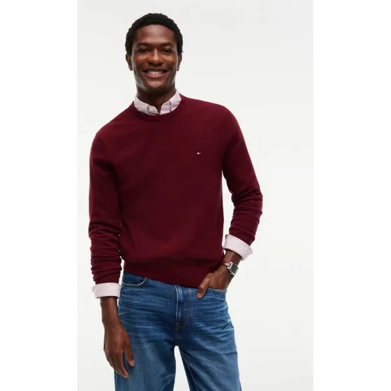 Tommy Hilfiger Sweter Męski z Bawełny Czerwony XL