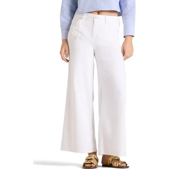 Cambio Dżinsy Palazzo Cropped z Lnem, Białe, Rozmiar 34