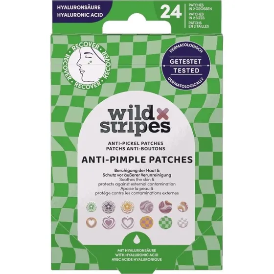 Wild Stripes Anti-Pimple Patches - kolorowe plastry z kwasem hialuronowym, 24 szt.