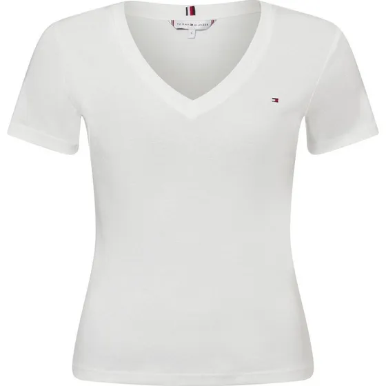 Tommy Hilfiger T-shirt damski biały z dekoltem w serek