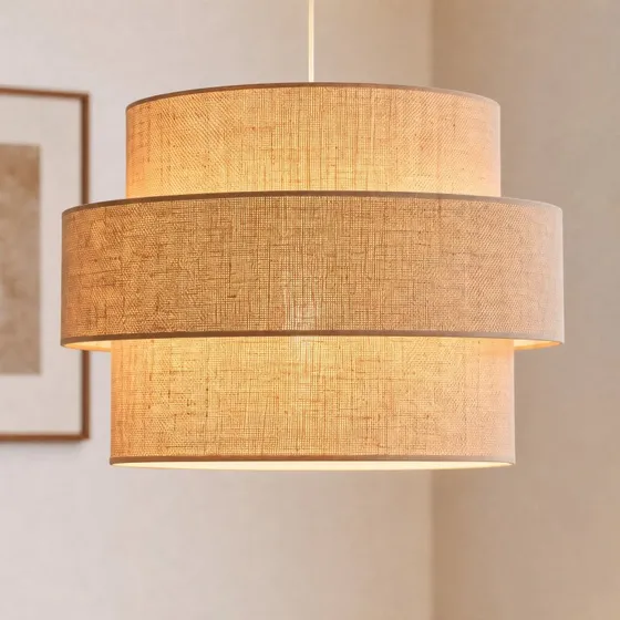 Lampa wisząca Space Duolla – juta, tkanina, E27, boho
