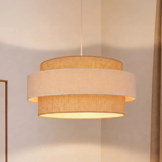 Lampa wisząca Space beżowo-kremowa, tkanina, E27