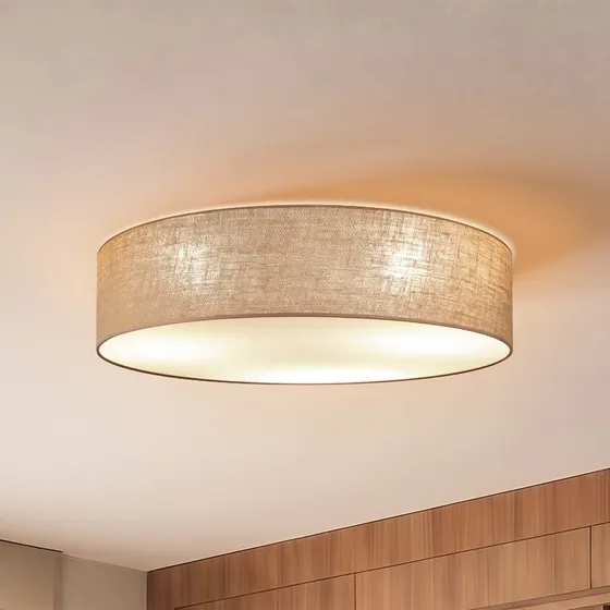 Duolla Lampa sufitowa Boho, juta i tkanina, Ø 80 cm, E27
