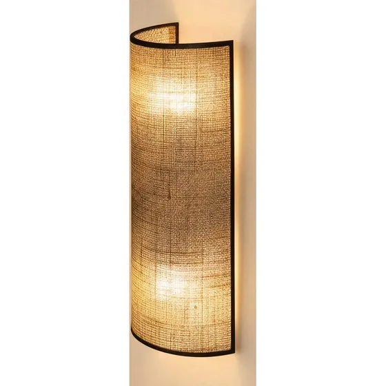 Lampa ścienna Nature – juta/czarny, 40 cm, styl boho