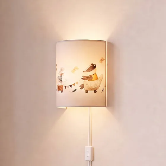 Lampa ścienna Kids Print – biała/kolorowa, 24 cm, tkanina, boho
