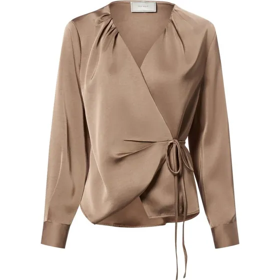 Neo Noir Bluzka Kopertowa Caprina Satynowa Beige
