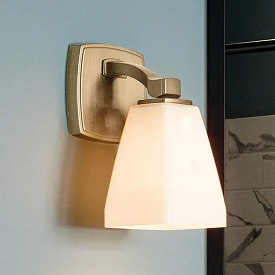 Lampa ścienna Marant KICHLER, jasny brąz/opal, 24 cm, IP44