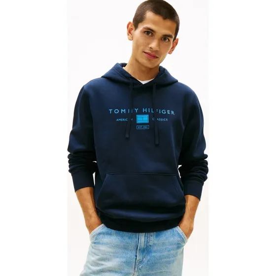 Tommy Hilfiger Bluza z Kapturem Męska Niebieska