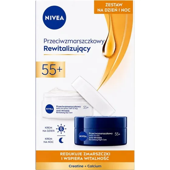 Nivea Zestaw Kremów 55+ Przeciwzmarszczkowy i Rewitalizujący 2x50ml