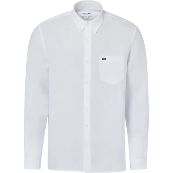 Lacoste Koszula Lniana Regular Fit - Biała