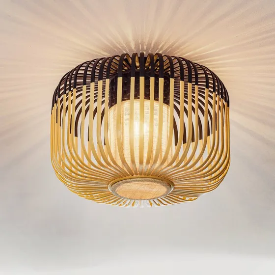Forestier Bamboo Light S - Lampa sufitowa bambusowa, Ø 35 cm, czarna