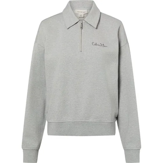 Calvin Klein Jeans Bluza Damska Szara z Kołnierzykiem Polo