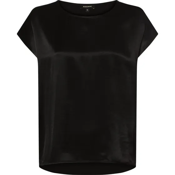 More & More T-shirt z mieszanki satyny i dżerseju, czarny