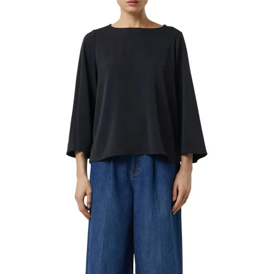 Bluzka Comma niebieska, fason loose fit, crêpe