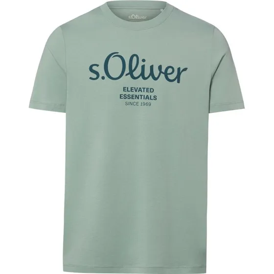s.Oliver Koszulka Męska z Nadrukiem Logo - Zielona, L