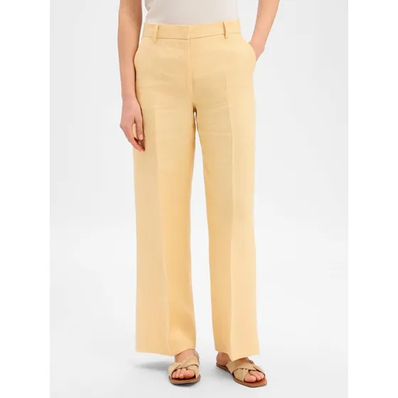 Weekend Max Mara Spodnie Marlene Malizia z lnu, żółte