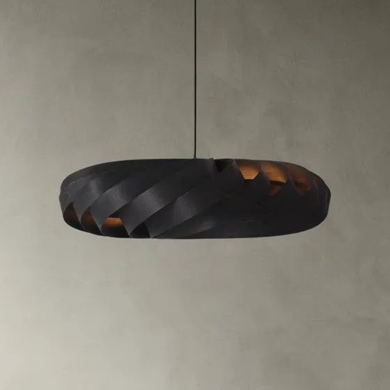 Tom Rossau TR5 Lampa wisząca, 100 cm, czarna, drewno brzozowe