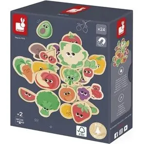 Janod Magnesy drewniane Owoce i warzywa 24 szt.