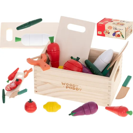 Lego Warzywa Drewniane Magnetyczne do Krojenia w Skrzynce KX5956