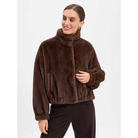 Weekend Max Mara Kurtka ze Sztucznego Futra Anemone Brown